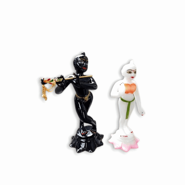 Radha Krishna Idol for Temples - White Radha, Black Krishna Marble Dust Iskcon -  Divine Radha Krishna Murti for  Decor and Wedding Gifts - Image 2