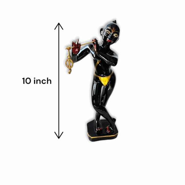 Polyresin Black Bihari Lal - Marble Dust Black Krishna Idol For Home Pooja Room, Gifted - 10 Inches kanha ji Murti - Image 3