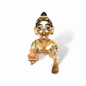 Ashtadhatu-Brass Laddu Gopal Idol - Hand Painted Brass Laddu Gopal Statue - Ladoo Gopal for Pooja, Home, Office, Temple Decoration