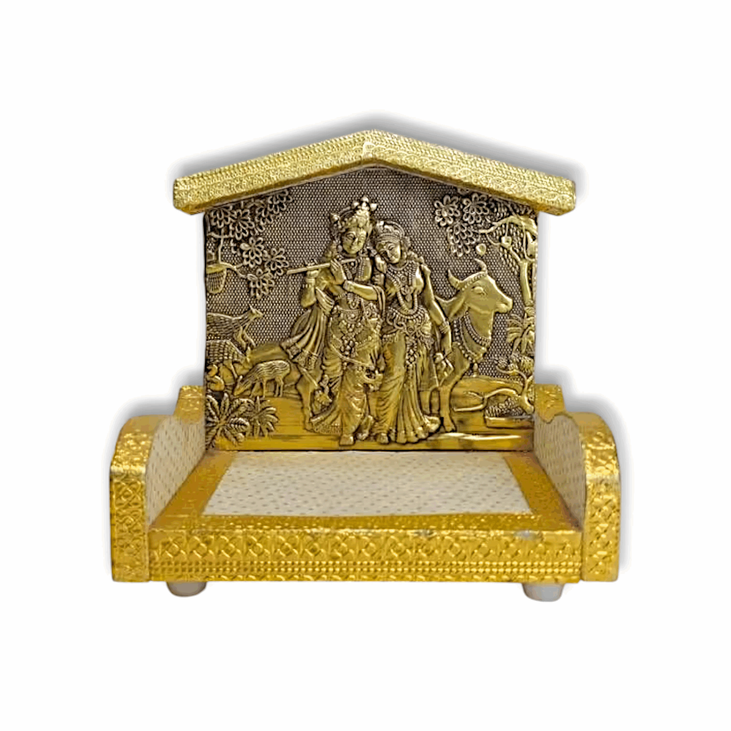 Radha Krishna Wooden Singhasan - Handmade Singhasan For Laddu Gopal ji - 12 c.m Laddu Gopal Singhasan