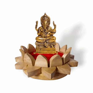 Lotus design Wooden Aasan - Shriparni Wood Kamal Shapped Aasan For God / Yantra