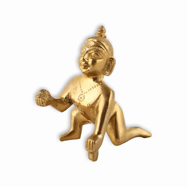 Pure Brass 5 no. Laddu Gopal Idol - Brass Laddu Gopal Ji Statue - Krishna Murti for Pooja, Home Decor, Office, Gifted - Image 3