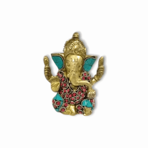 Brass Ganesha Statue -  Multicolor Brass Ganesh Murti for Pooja Room - Ganpati Idol for Home, Decor And Gift