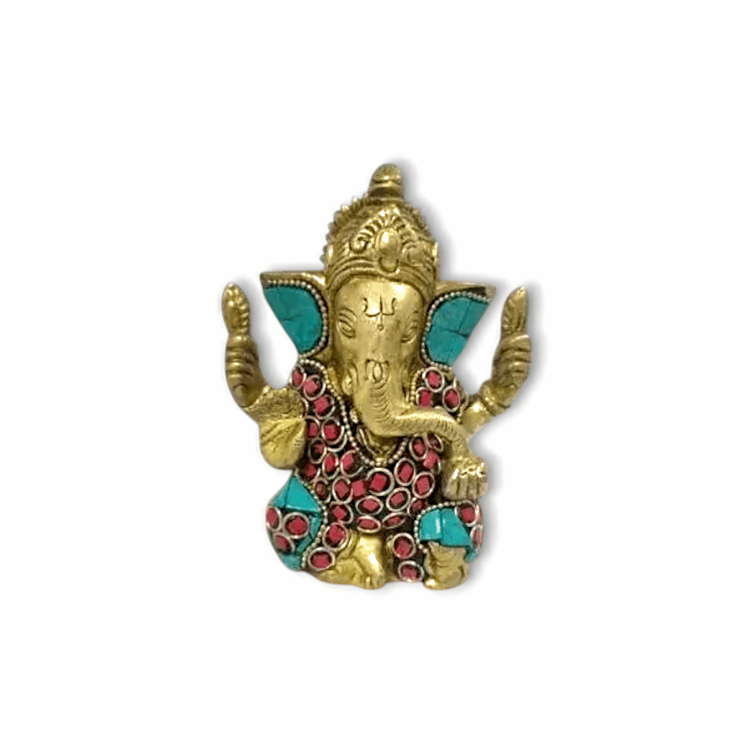 Brass Ganesha Statue -  Multicolor Brass Ganesh Murti for Pooja Room - Ganpati Idol for Home, Decor And Gift