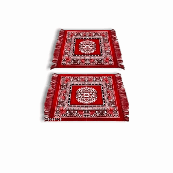 Jute Prayer Mat -  Pack Of 2 Jut Velvet Puja Asan - Jut Mat For Puja, Dcor And Gift - Beautiful Puja Asan For Home Mandir