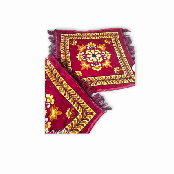 Jute Prayer Mat -  Pack Of 2 Jut Velvet Puja Asan - Jut Mat For Puja, Dcor And Gift - Beautiful Puja Asan For Home Mandir - Image 2