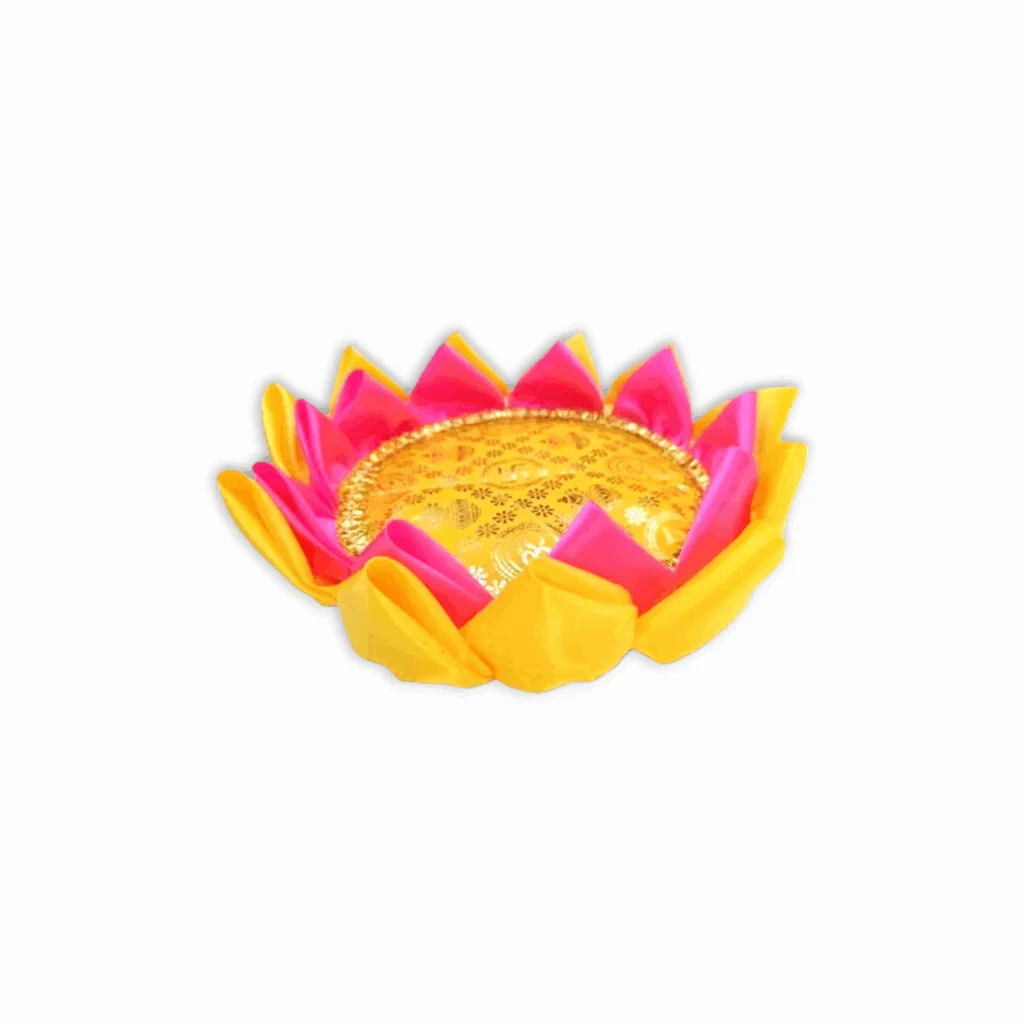 laddu Gopal Padma Asan - Beautiful Puja Asan For Home Mandir And Decoration - Pink Yellow Colour ganeshai asan - Image 2
