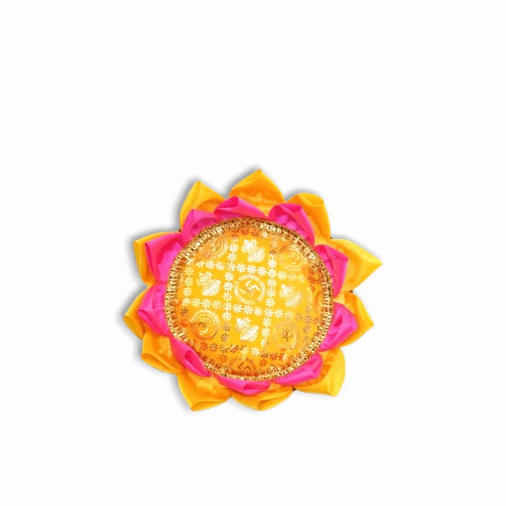 laddu Gopal Padma Asan - Beautiful Puja Asan For Home Mandir And Decoration - Pink Yellow Colour ganeshai asan
