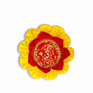 Beautiful Asan For Puja -Laddu Gopal Paddma Asan - Asan For Home Mandir And Decoration - Pack Of 2 Red Yellow Asan