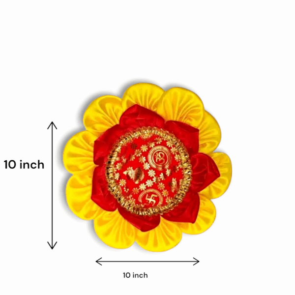 Beautiful Asan For Puja -Laddu Gopal Paddma Asan - Asan For Home Mandir And Decoration - Pack Of 2 Red Yellow Asan - Image 3
