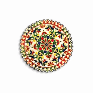 Traditional  Pooja Thali Rumal -  Round Embroidered Rmal For Pooja, Raksha Bandhan , Diwali, and Wedding Ceremonies -  Multicolor Design For Home Decor.
