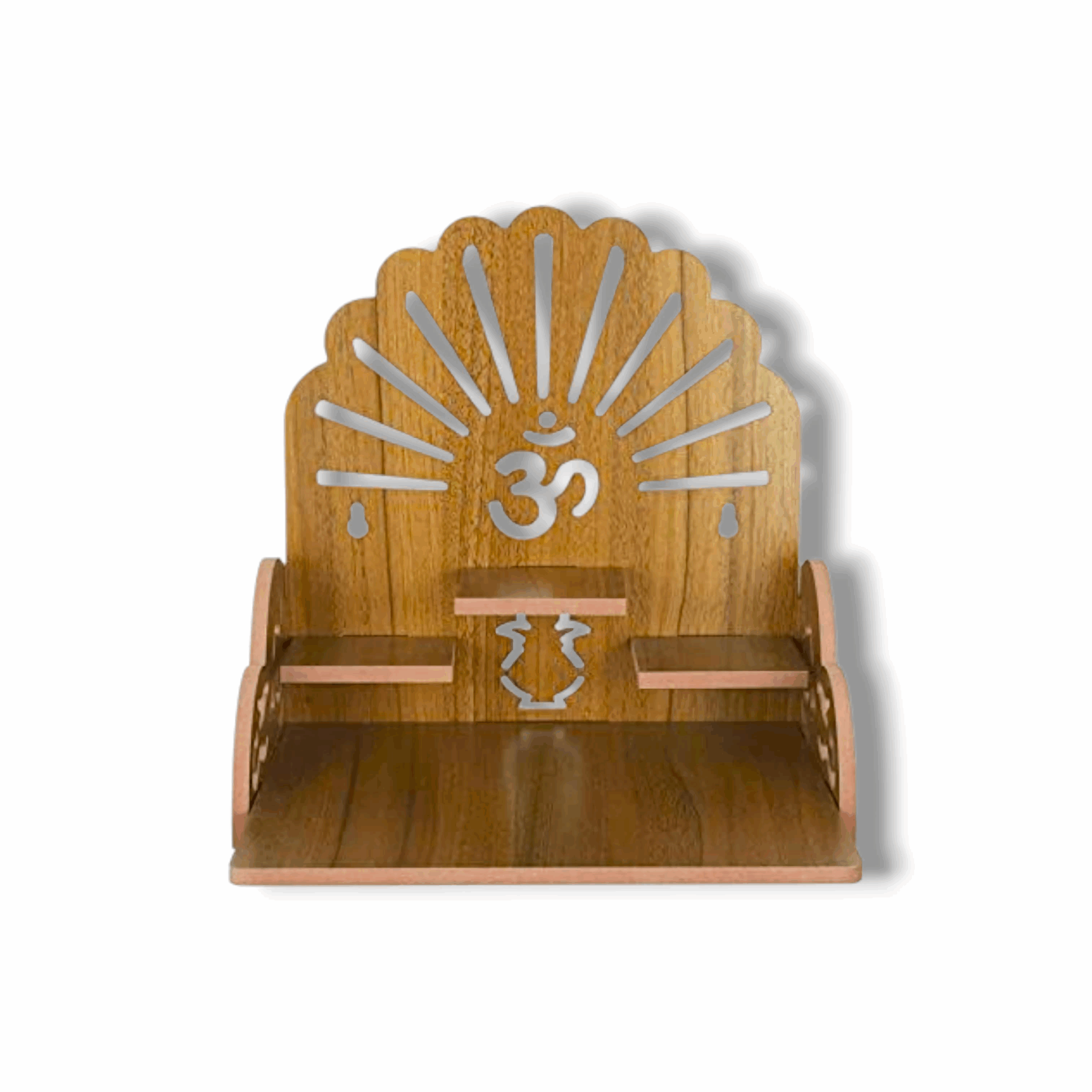 Readymade Wall Mounted Hanging Puja Temple For Home - Wooden Devghar Stand - God Stand For Pooja Room, Shop & Office