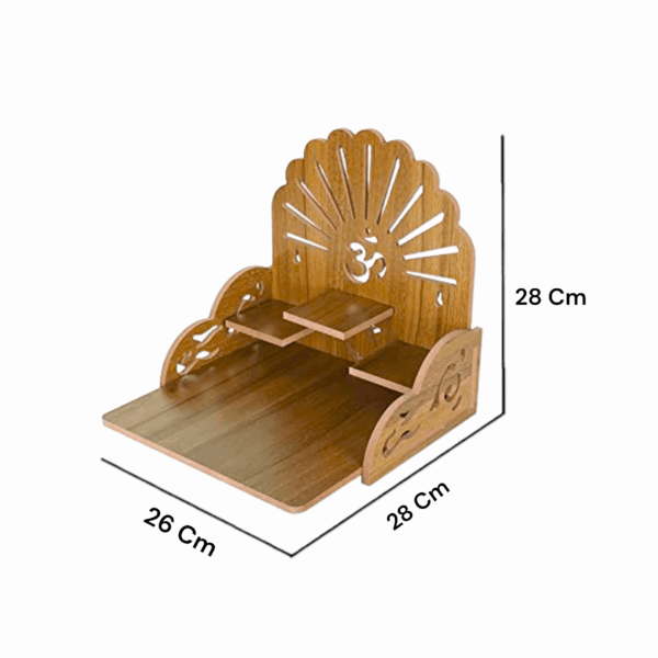 Readymade Wall Mounted Hanging Puja Temple For Home - Wooden Devghar Stand - God Stand For Pooja Room, Shop & Office - Image 3
