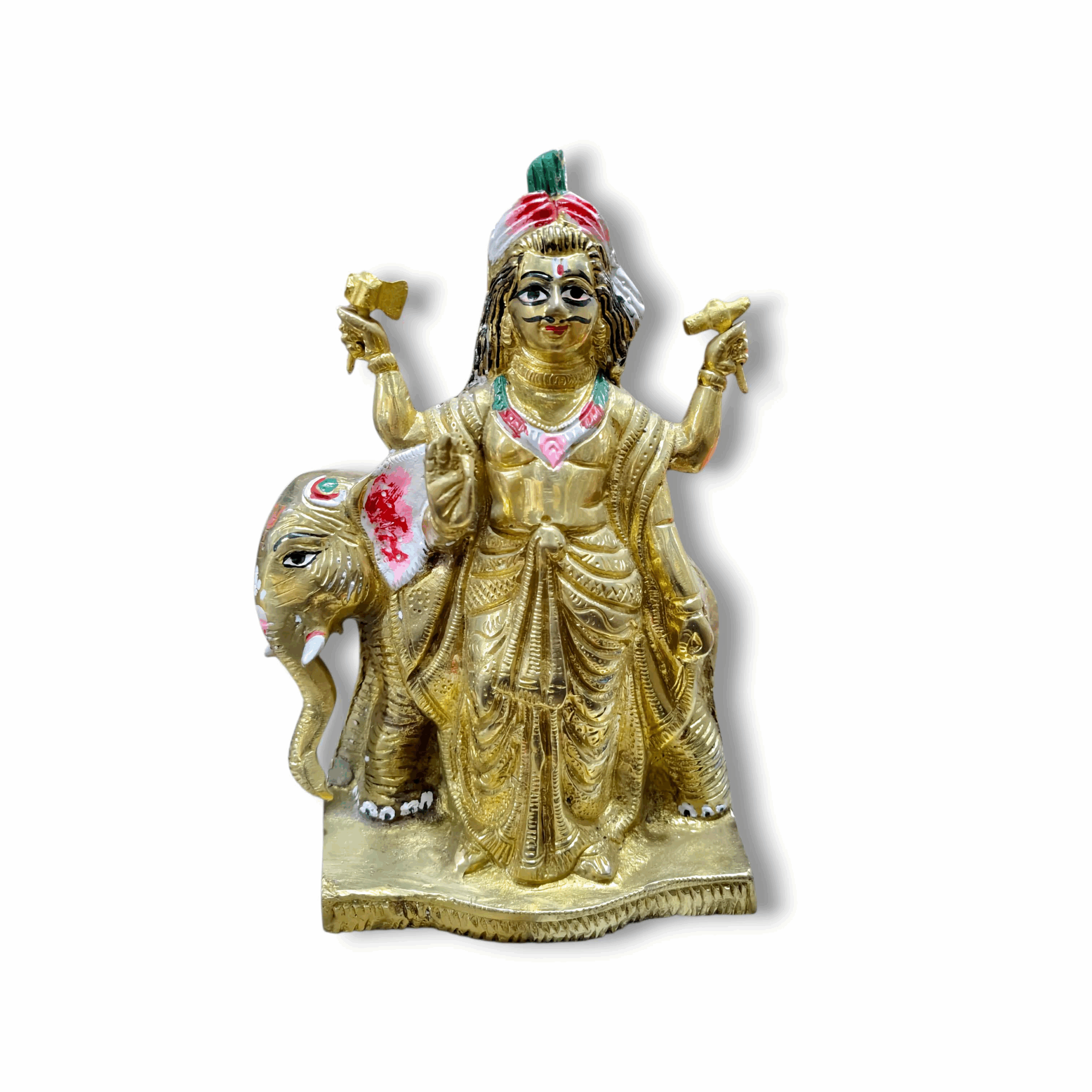 Pure Brass Biswakarma Murti - Lord Biswakama Idol - For pooja - Traditional Religious Home Decor, Office Decor, Table Showpiece