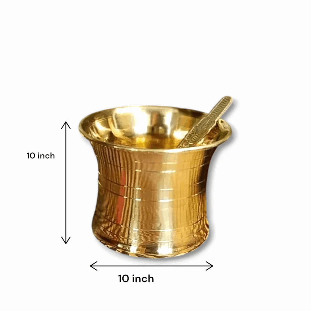 Handcrafted Brass Panchapatra - Panchpathiram For Puja And Puja Mandir - Pital Traditional Panchamurt Set For Puja - Image 2