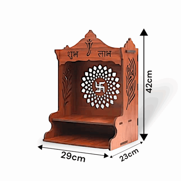 Handmade Wooden Temple - Pooja Mandir - Wall Hanging Puja Mandir for Home Temple - Office Pooja Stand for Home & Office Temple - Image 3