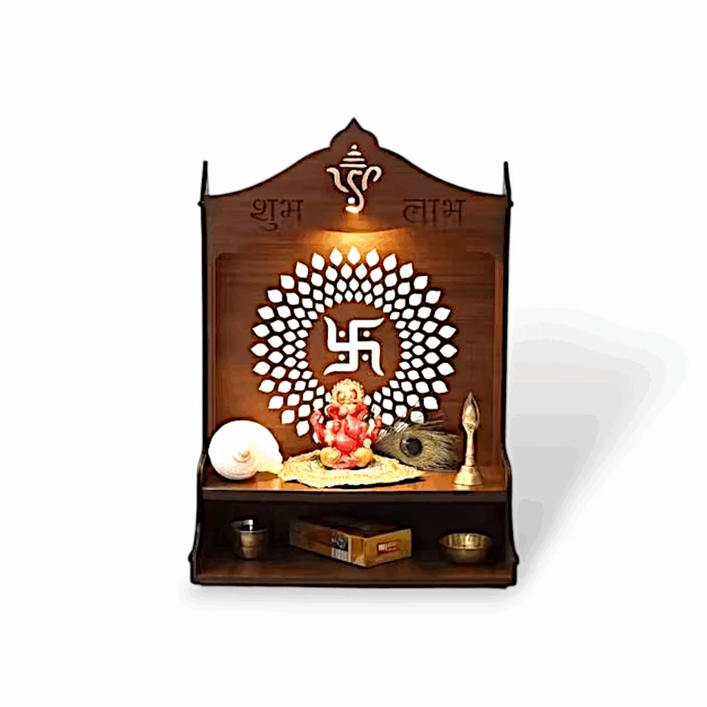 Handmade Wooden Temple - Pooja Mandir - Wall Hanging Puja Mandir for Home Temple - Office Pooja Stand for Home & Office Temple - Image 2