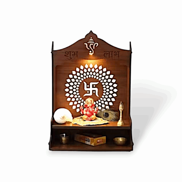 Handmade Wooden Temple - Pooja Mandir - Wall Hanging Puja Mandir for Home Temple - Office Pooja Stand for Home & Office Temple - Image 2
