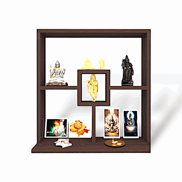 Wall Mounted Hanging Puja Temple - Shelf Stylish Wood God Stand for Pooja Room - Mandir Stand for Temple