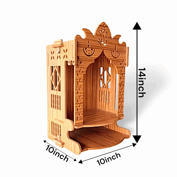 Beautiful Wooden Temple for Home - Handmade Beautifull Small Wooden Home And Office Temple - Pooja Stand for Home and Office - Image 3