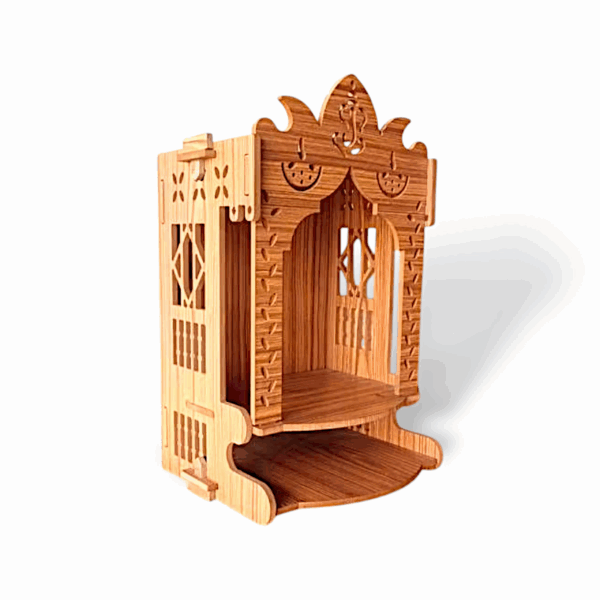 Beautiful Wooden Temple for Home - Handmade Beautifull Small Wooden Home And Office Temple - Pooja Stand for Home and Office - Image 2