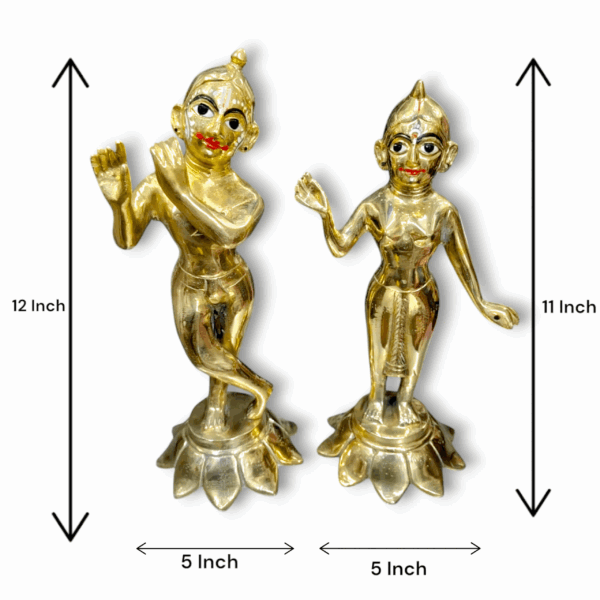 Pure Brass Radha Krishna Murti - Mayapuri Radha Krishna Siatues For Home Decor & Mandir Pooja Gift - Image 2