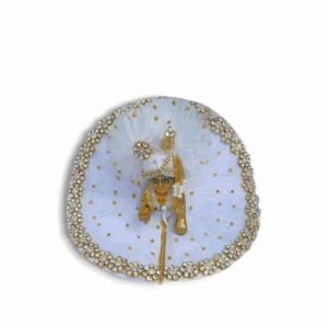 Beautiful Laddu Gopal Dress - White And Red Kundan Dress With Pagdi For Kanha - Size 0 no. Laddu Gopal Ji Special Fancy Dress