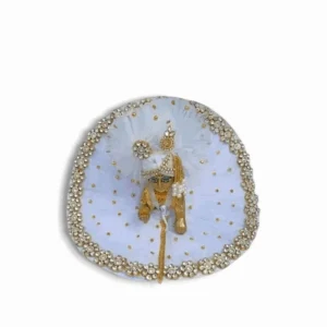 Beautiful Laddu Gopal Dress - White And Red Kundan Dress With Pagdi For Kanha - Size 0 no. Laddu Gopal Ji Special Fancy Dress