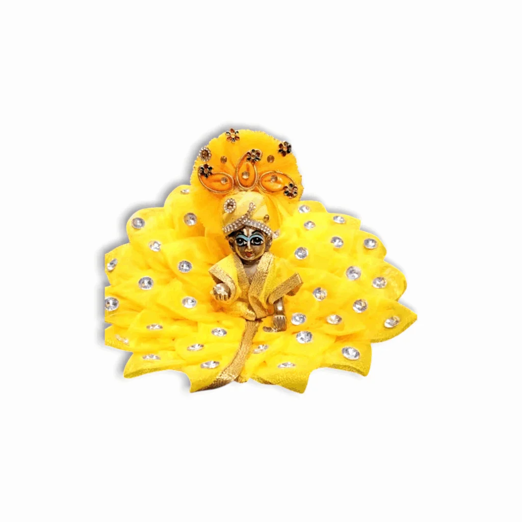 Fancy Yellow Dress With Pagdi For Thakur Ji - 3 NO Laddu Gopal Dress - All Festival Special Dress With Pagdi For kanha Ji