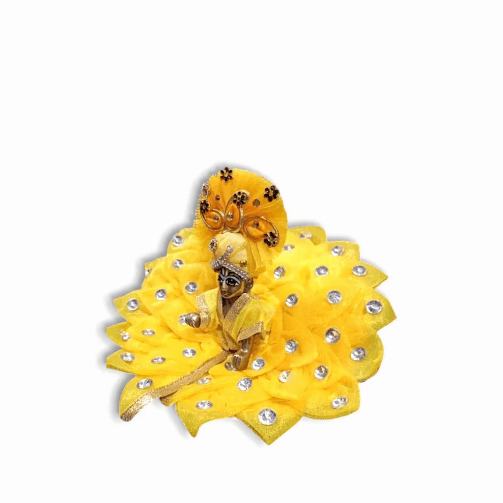 Fancy Yellow Dress With Pagdi For Thakur Ji - 3 NO Laddu Gopal Dress - All Festival Special Dress With Pagdi For kanha Ji - Image 2