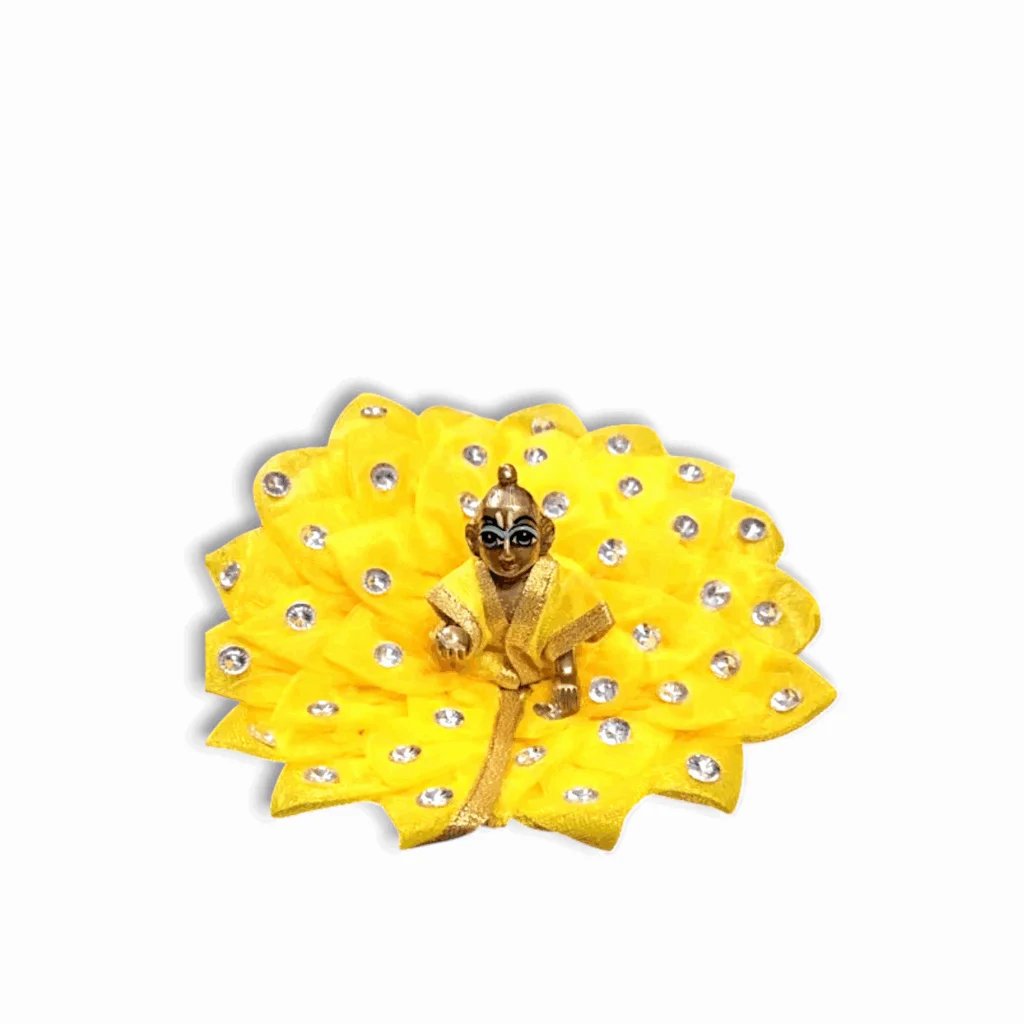 Fancy Yellow Dress With Pagdi For Thakur Ji - 3 NO Laddu Gopal Dress - All Festival Special Dress With Pagdi For kanha Ji - Image 3