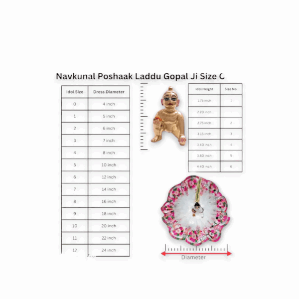 Designer Party Dress For Laddu Gopal -Kanhaiya Ji Fancy Makar Sankranti Poshaak - Janmashtami Vasant Panchmi Dress, Size-(4-5) For Gopal Ji - Image 3