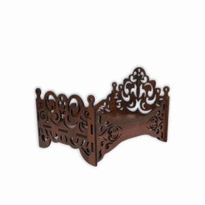 Wooden Carved Pattern Designer Bed For Krishna -  Dark Brown Palki for Laddu Gopal -  Bed For Janmashtmi And Pooja Room