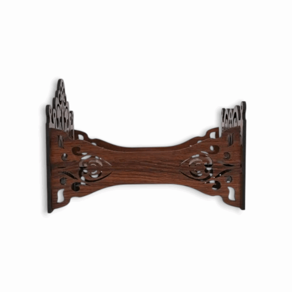 Wooden Carved Pattern Designer Bed For Krishna -  Dark Brown Palki for Laddu Gopal -  Bed For Janmashtmi And Pooja Room - Image 2