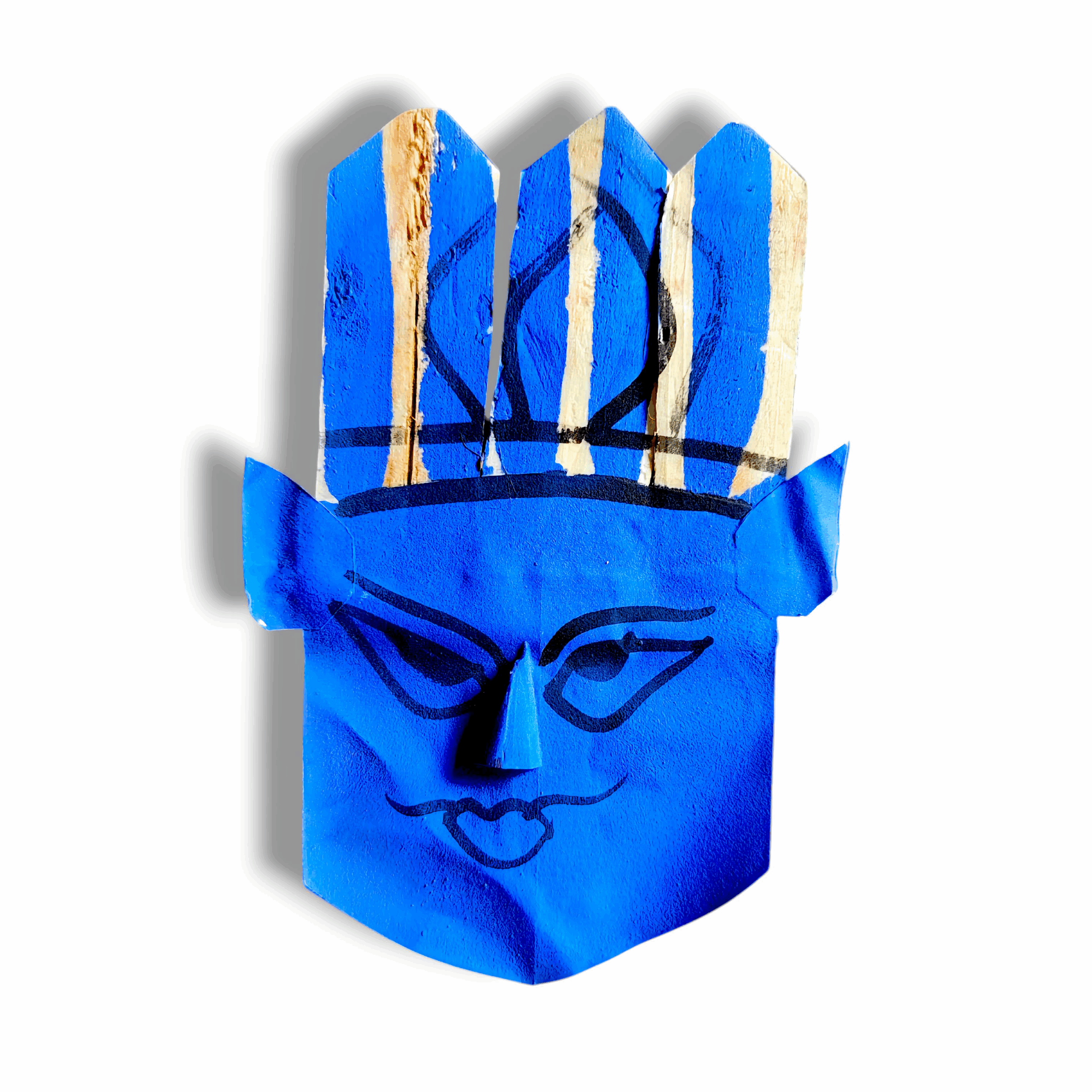 Shani Dev Mukha - ''শনিদেবের মুখ'' - Blue Colour - Paper Design Shani Dev Mukha - Shani Dev Face Mask - Use For Puja