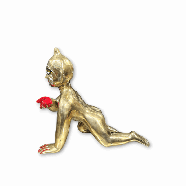 Mayapuri Fancy High Ouality Finished Laddu Gopal - Pure Brass Laddu Gopal Murti - Beautiful Balgopal Pital Statue . - Image 3