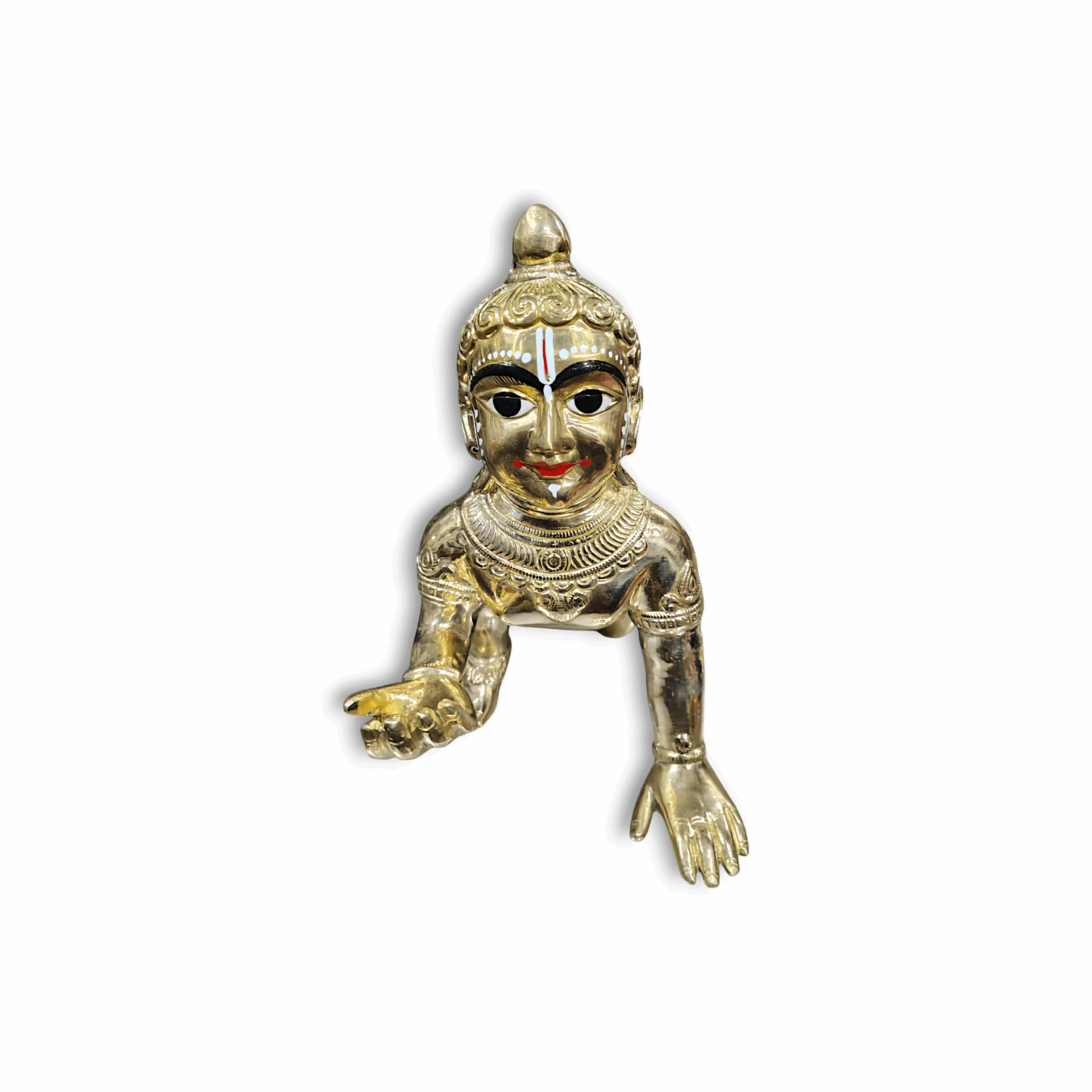 Beautiful Pure Brass Gopal Idol - Pital Laddu Gopal Murti For Puja Mandir And Dcorative - Mayapuri Fancy Finished Laddu Gopal