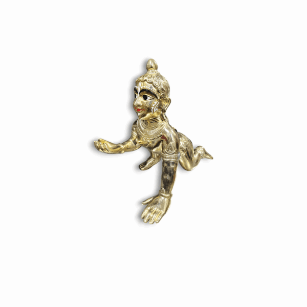 Beautiful Pure Brass Gopal Idol - Pital Laddu Gopal Murti For Puja Mandir And Dcorative - Mayapuri Fancy Finished Laddu Gopal - Image 4