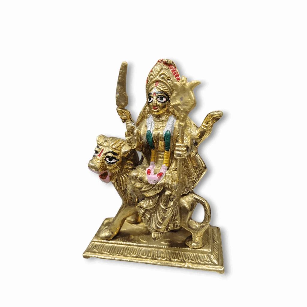 Durga Devi Statue - Pure Brass Sherawali Mata Idol - Santoshi Mata Beautiful Murti For Puja And Home Decor. - Image 2