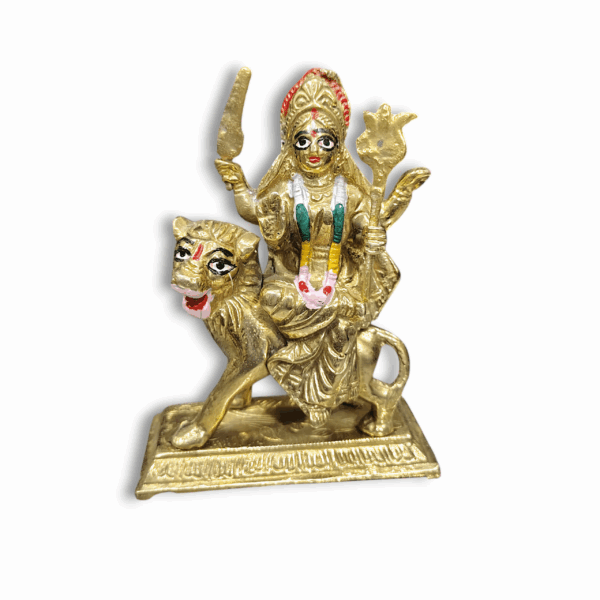 Durga Devi Statue - Pure Brass Sherawali Mata Idol - Santoshi Mata Beautiful Murti For Puja And Home Decor.