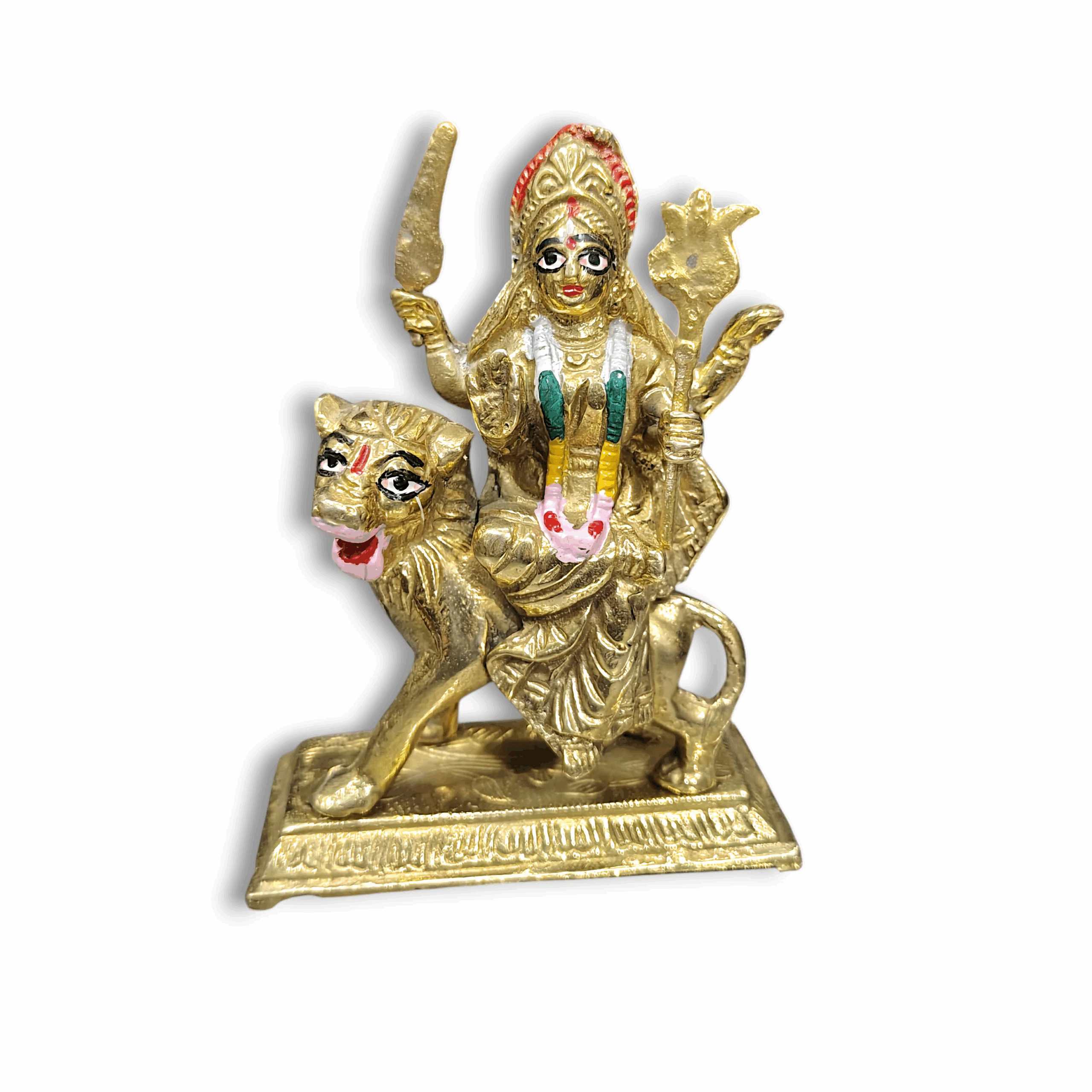Durga Devi Statue - Pure Brass Sherawali Mata Idol - Santoshi Mata Beautiful Murti For Puja And Home Decor.