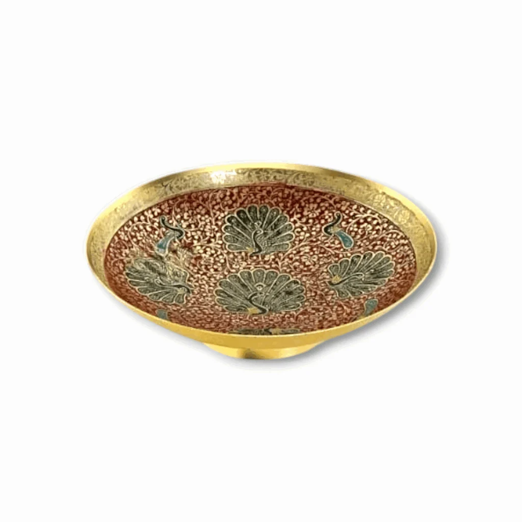Hand Crafted Metal Brass Fruit Bowl - Perfect for Home Decoration and Gifting, Size - Brass Fruit Bowl with Decorative Carving Work