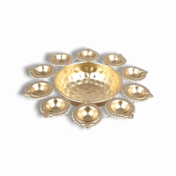 Diya With Flowers Decorative Diwali Decoration - Pooja Table Decor Festive Centerpiece - Indian Home Decor - Image 3