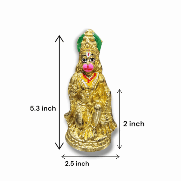 Brass Bajrangbali Idol - Pital Hanuman Ji Murti For Puja Mandir - Hanuman Statue For Gift , Vastu And Decoration - Image 3