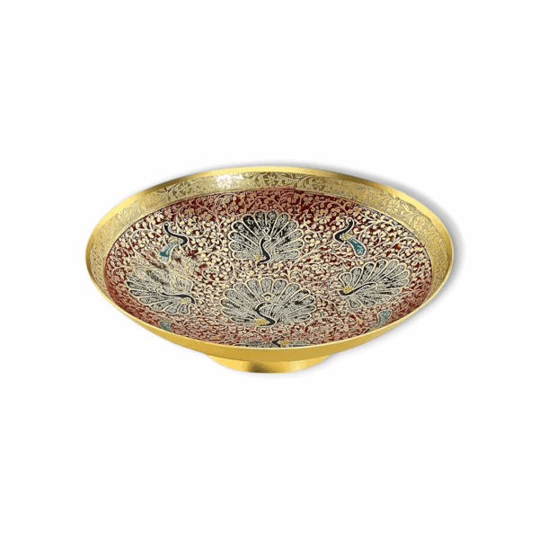 Hand Crafted Metal Brass Fruit Bowl - Perfect for Home Decoration and Gifting, Size -  Brass Fruit Bowl with Decorative Carving Work - Image 2