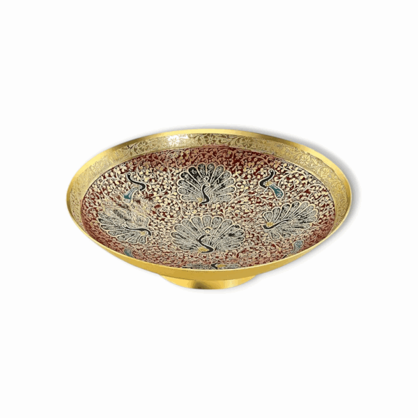 Hand Crafted Metal Brass Fruit Bowl - Perfect for Home Decoration and Gifting, Size -  Brass Fruit Bowl with Decorative Carving Work - Image 2