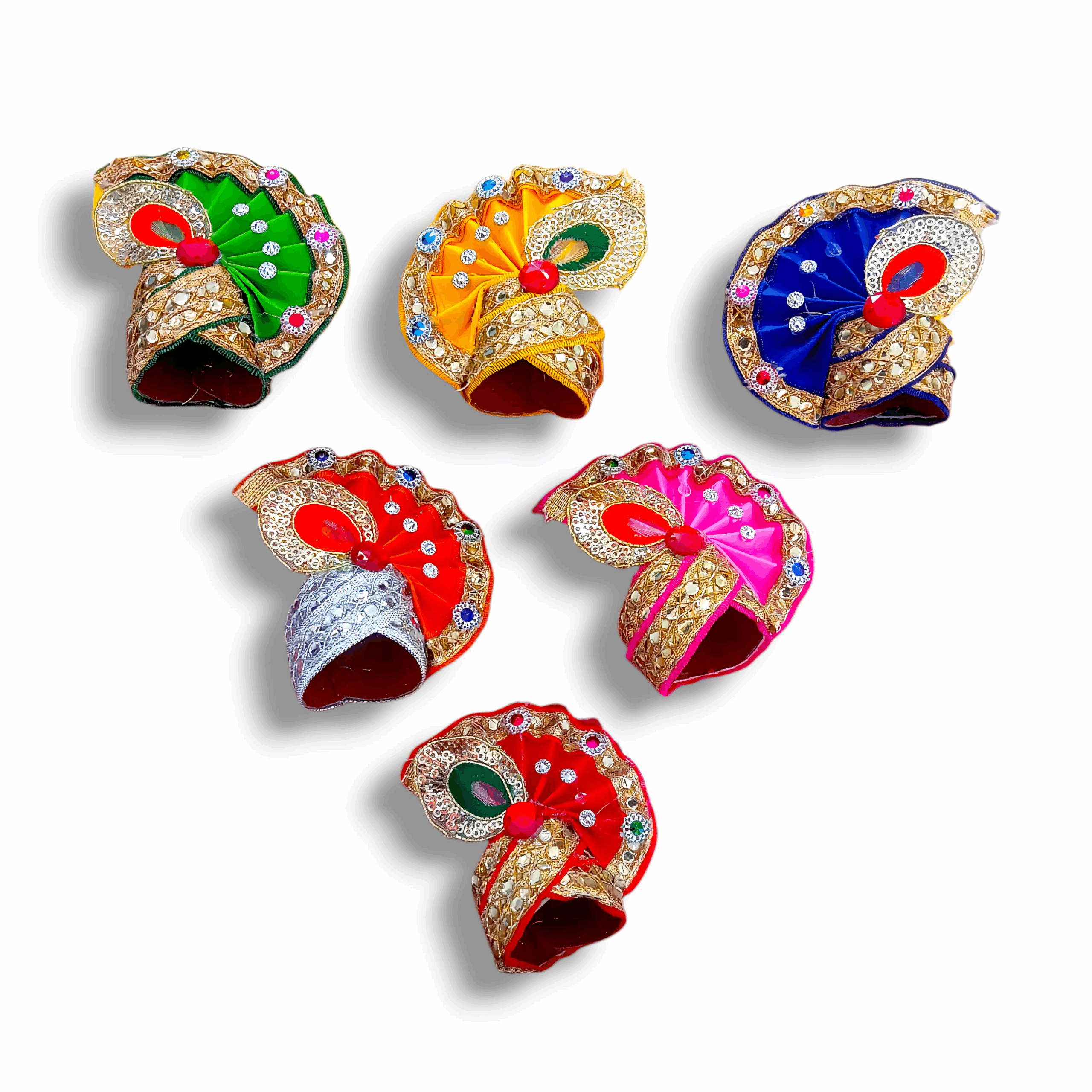 5 No Laddu Gopal Janmashtami Special Pagdi - Set Of 6 - Gopal Pagdi For Janmashtami - Laddu Gopal Multicolour beautiful pagdi