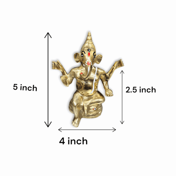 Beautiful Brass Ganesh Idol - Brass Ganpati Statue For Gift And Decoration - Ganesh Pital Murti For Puja - Image 3