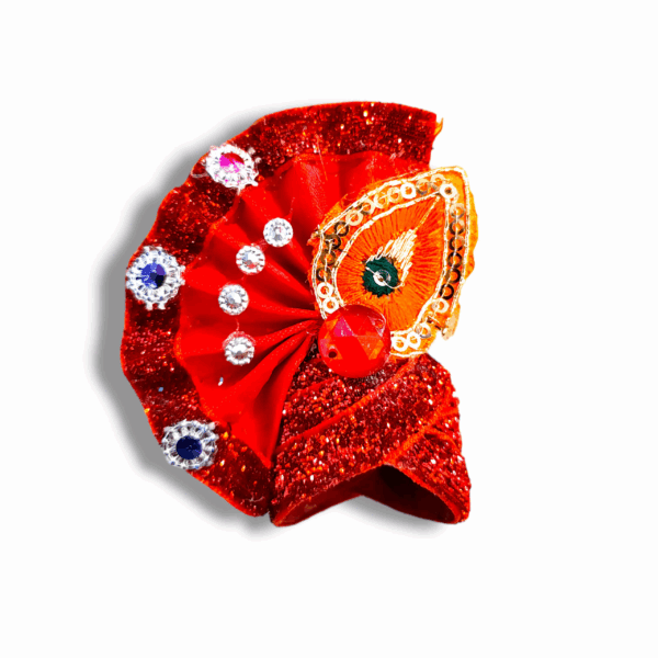 No 4 Laddu Gopal Fancy Pagdi - Set Of 5 - Kanha Ji Mukut For Shringer - Multicolour - Pack Of 5 - Image 3