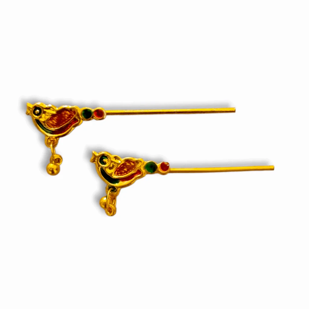 Krishna Beautiful Multicolour Metal Flute - Set Of 2 - Basuri For Gopal Idol & Krishna - Janamshtami Special - Metal Flute - Krishna Shringer - (7 Cm)